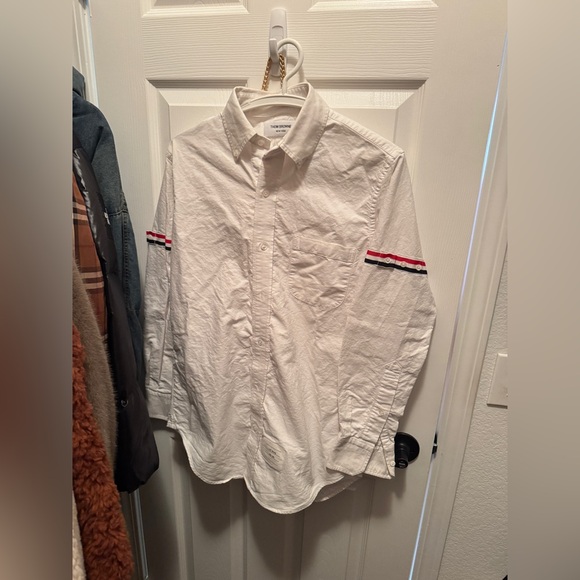 Thom Browne Tops - Thom Browne decorative stripe detail on both sleeves heavy shirt | Size L